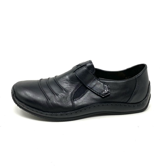RIEKER L1763-00 LADIES BLACK HOOK AND LOOP SHOES - Picture 1 of 7